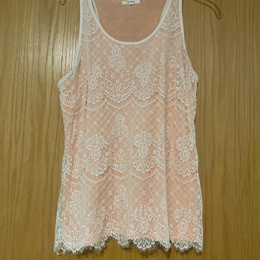 Maurices Lace Camisole - Soft Pink and White